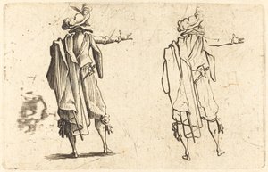 Mann sett bakfra med høyre arm utstrakt av Jacques Callot