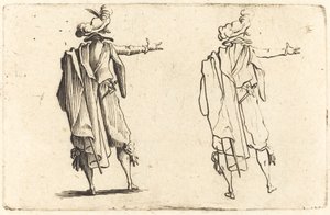 Mann sett bakfra med høyre arm utstrakt av Jacques Callot