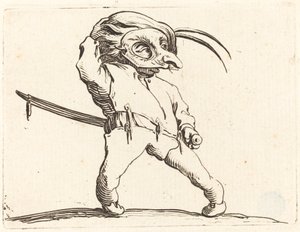 Maskert mann med vridde føtter av Jacques Callot