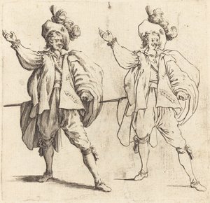 Offiser med stor skygge, sett forfra av Jacques Callot