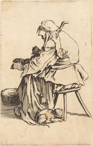 Gammel kvinne med katter av Jacques Callot