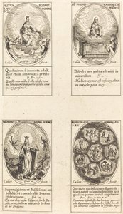 Vår Frue av rosenkransen; Jomfru og barn som vises i en sky; Triumferende jomfru; Reu av Jacques Callot