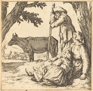 Bondepar med ku av Jacques Callot