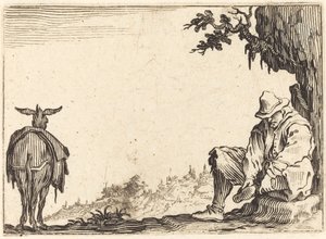 Bonde tar av seg skoen av Jacques Callot