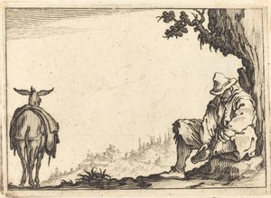 Bonde tar av seg skoen av Jacques Callot