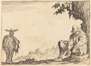 Bonde som tar av seg skoen, ca. 1622. av Jacques Callot