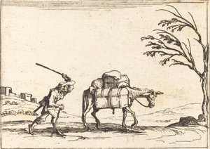 Bonde som pisker eselet sitt av Jacques Callot