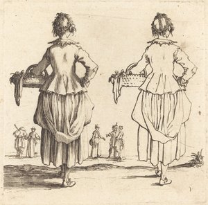 Bondekvinne med kurv, sett bakfra av Jacques Callot