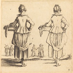 Bondekvinne med kurv, sett bakfra av Jacques Callot