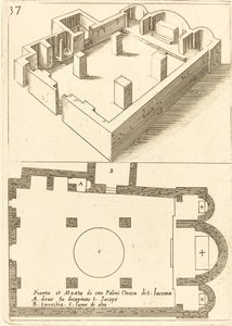 Plan og høyde av kirken S. Iacoma av Jacques Callot