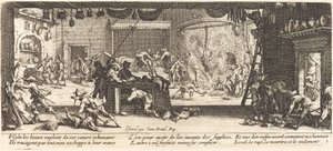 Plyndre et stort gårdshus av Jacques Callot