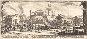 Plyndre og brenne en landsby av Jacques Callot