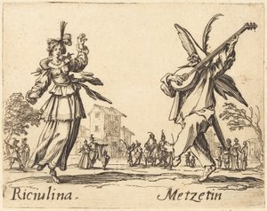 Riciulina og Metzetin, ca. 1622. av Jacques Callot