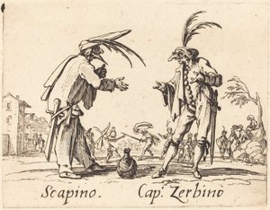 Scapino og Cap. Zerbino, ca. 1622. av Jacques Callot