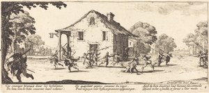 Scene for plyndring, ca. 1633. av Jacques Callot