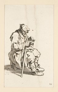 Sittende tigger, spisende, fra The Beggars av Jacques Callot