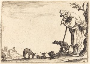 Hyrde som spiller fløyte av Jacques Callot