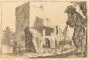 Hyrde og ruiner, ca. 1622. av Jacques Callot