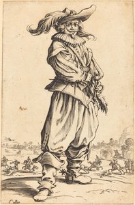 Soldat med fjærhatt av Jacques Callot