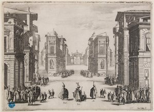 Soliman, 1. akt. Nummer to i en serie på 6 stykker (Lieure 364, Meaume 435) av Jacques Callot