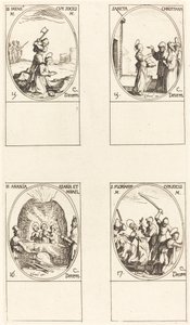 St. Bibiana; St. Birinus; St. Barbara; St. Sabbas av Jacques Callot