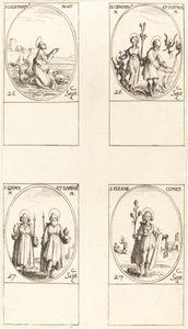 St. Calistratus, Sts. Cyprian og Justina, Sts. Comus og Damian, St. Elzear, grev. av Jacques Callot