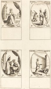 St. David, konge og profet; Sts. Sabinus og Venustiano; St. Sylvester; St. Columba av Jacques Callot