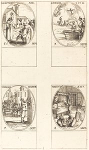 St. Eleutherius, Abbed; St. Regina; St. John; Jomfruens fødsel av Jacques Callot