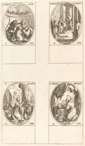 St. Ignatius; Rensing av jomfruen; St. Blaise; St. Isidore av Jacques Callot