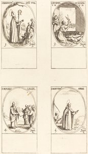 St. Louis Mansuetus; Sts. Serapia og Erasmus; Moses; St. Louis Bertin, abbed av Jacques Callot