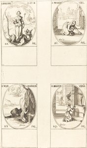 St. Margaret av Antiokia; St. Praxedes; St. Maria Magdalena; St. Birgitta av Sverige av Jacques Callot