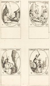 St. Paphnutius; Hellige Macedonius og Theodulus; St. Elsket; St. Cornelia av Jacques Callot