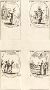 St. Perpetuus; St. Maria av Kleophas; St. Ezechiel; St. Leo den store av Jacques Callot