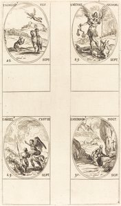 St. Wenceslas; St. Michael, erkeengel; Skytsengelen; St. Jerome av Jacques Callot