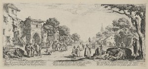 Døende ved veikanten, blad 16 i serien "Krigens redsler" av Jacques Callot