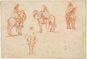 Studie av fire ryttere av Jacques Callot
