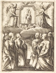 Tilbedelsen av jomfruen og barnet av Jacques Callot
