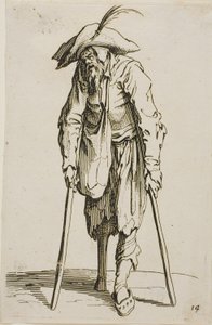Tiggeren med trebenet, tallerken fjorten fra The Beggars av Jacques Callot