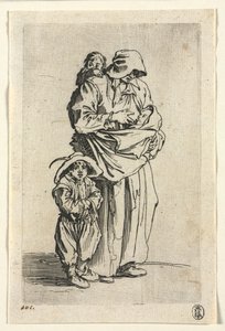 Tiggerne: En mor og hennes tre barn, ca. 1623. av Jacques Callot