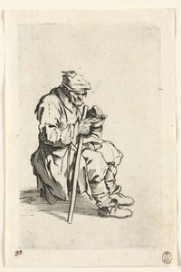 Tiggerne: Tigger som sitter og spiser, ca. 1623. av Jacques Callot