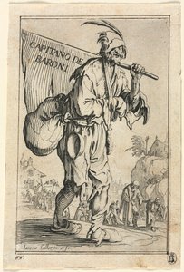 The Beggars: Frontispice: Captain of the Barons, ca. 1623. av Jacques Callot