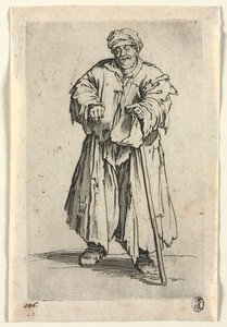 Tiggerne: Overvektig tigger med senkede øyne, ca. 1623. av Jacques Callot