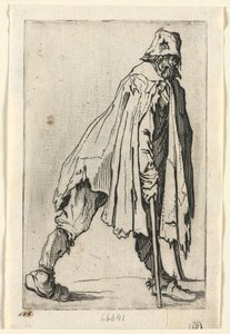 The Beggars: The Beggar on Crutches, wearing a cap, ca. 1623. av Jacques Callot