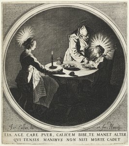 Velsignelsen Le Bénédicité også kjent som Den hellige familie ved bordet, 1628. av Jacques Callot