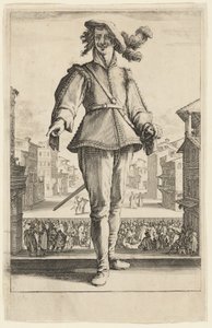 Kapteinen eller elskeren, fra Three Italian Comedians av Jacques Callot
