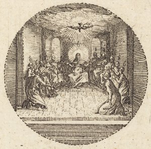 Nedstigningen til den hellige due, ca. 1631. av Jacques Callot