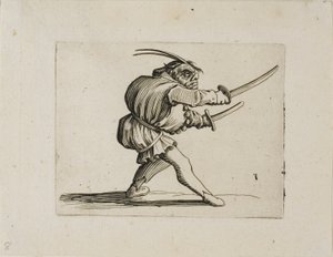 Duelisten med to sverd, fra Varie Figure Gobbi av Jacques Callot
