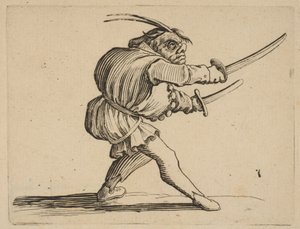 The Duelliste aux Deux Sabres Duelisten med to sabler, fra Varie Figure Gobbi, s..., 1616-22. av Jacques Callot