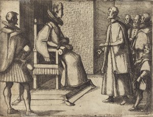 Toscanas utsending takker dronningen [verso], 1612. av Jacques Callot