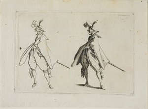The Gentleman with a Large Coat, sett forfra, fra The Caprices av Jacques Callot